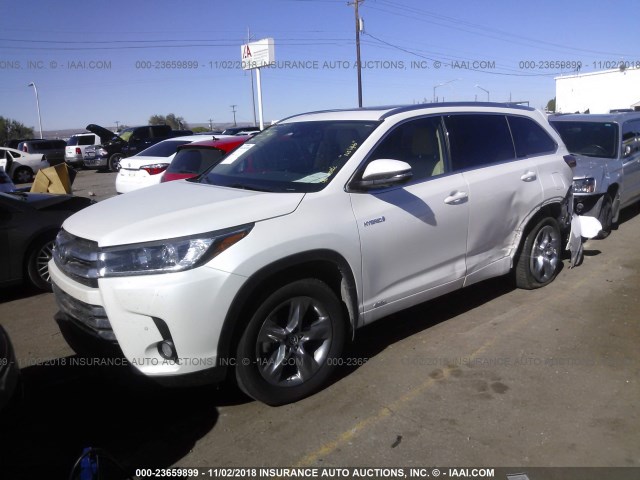 5TDDGRFH7HS036226 - 2017 TOYOTA HIGHLANDER HYBRID LTD PLATINUM CREAM photo 2