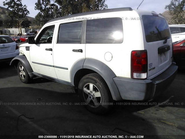 1D8GU28K07W655630 - 2007 DODGE NITRO SXT WHITE photo 3