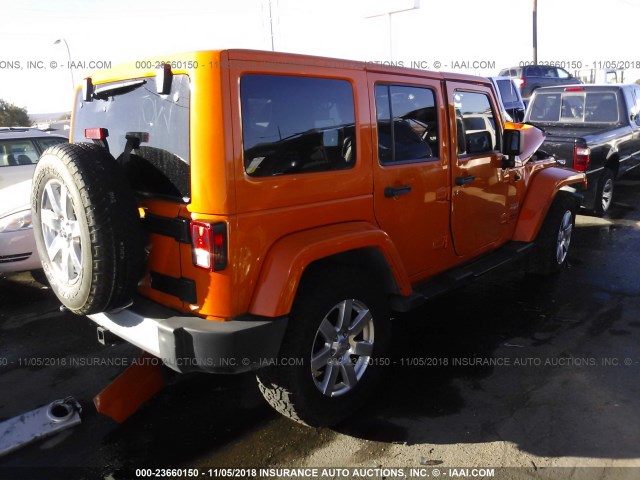 1C4BJWEG4CL160996 - 2012 JEEP WRANGLER UNLIMITE SAHARA ORANGE photo 4