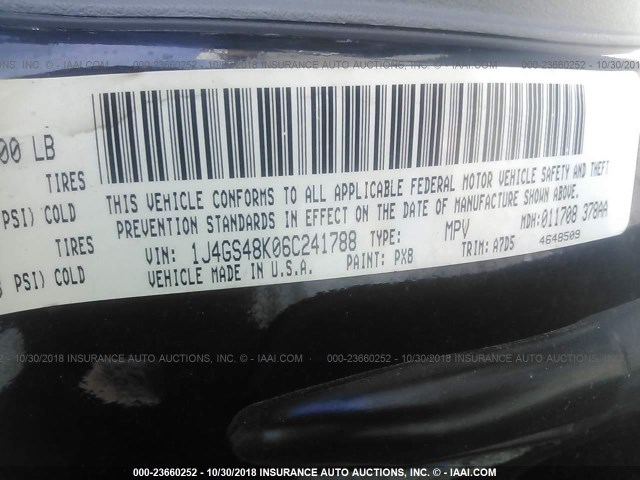 1J4GS48K06C241788 - 2006 JEEP GRAND CHEROKEE LAREDO/COLUMBIA/FREEDOM 黑色 照片 9