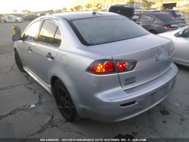 JA32U2FUXAU014368 - 2010 MITSUBISHI LANCER ES/ES SPORT SILVER photo 3