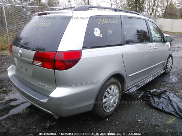 5TDZA23CX4S006235 - 2004 TOYOTA SIENNA CE/LE SILVER photo 4