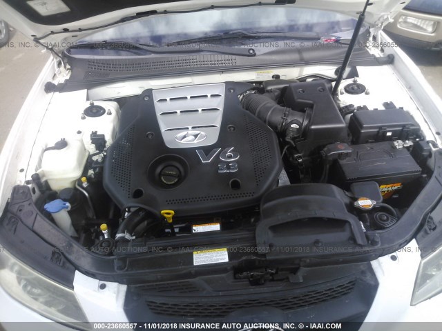 5NPEU46FX6H119988 - 2006 HYUNDAI SONATA GLS/LX WHITE photo 10