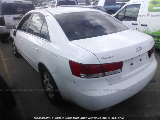 5NPEU46FX6H119988 - 2006 HYUNDAI SONATA GLS/LX WHITE photo 3