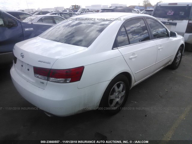 5NPEU46FX6H119988 - 2006 HYUNDAI SONATA GLS/LX WHITE photo 4