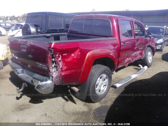 5TEJU62N07Z378656 - 2007 TOYOTA TACOMA DOUBLE CAB PRERUNNER RED photo 4