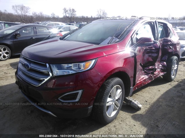 2FMTK4J94FBC07425 - 2015 FORD EDGE SEL RED photo 2