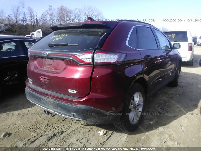 2FMTK4J94FBC07425 - 2015 FORD EDGE SEL RED photo 4