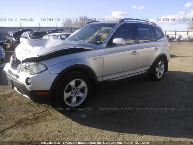 WBXPC93407WF07468 - 2007 BMW X3 3.0SI SILVER photo 2