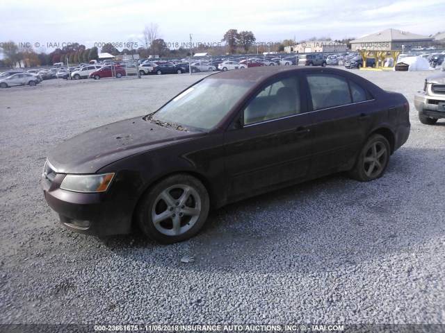 5NPEU46FX7H203505 - 2007 HYUNDAI SONATA SE/LIMITED MAROON photo 2