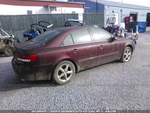 5NPEU46FX7H203505 - 2007 HYUNDAI SONATA SE/LIMITED MAROON photo 4