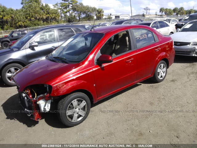 KL1TD56E99B659527 - 2009 CHEVROLET AVEO LS/LT RED photo 2