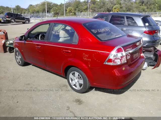 KL1TD56E99B659527 - 2009 CHEVROLET AVEO LS/LT RED photo 3