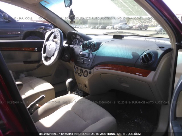 KL1TD56E99B659527 - 2009 CHEVROLET AVEO LS/LT RED photo 5
