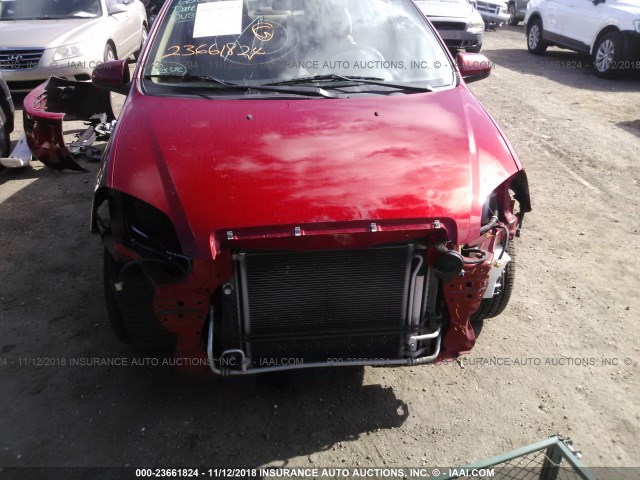 KL1TD56E99B659527 - 2009 CHEVROLET AVEO LS/LT RED photo 6