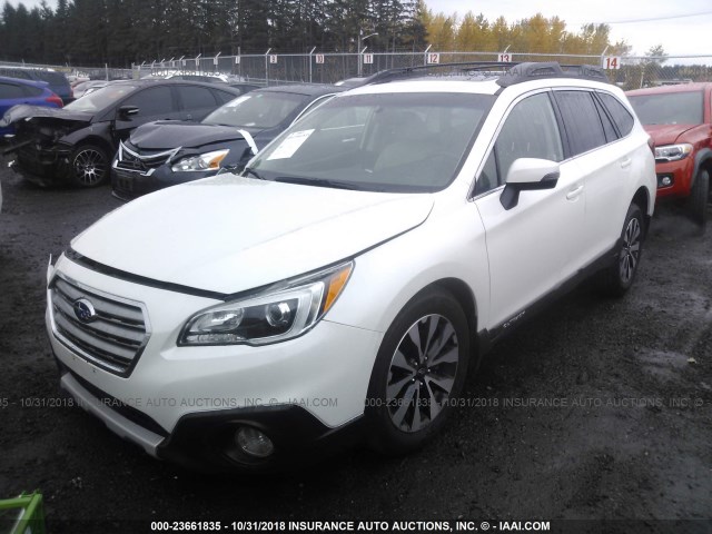 4S4BSALC2F3270204 - 2015 SUBARU OUTBACK 2.5I LIMITED WHITE photo 2