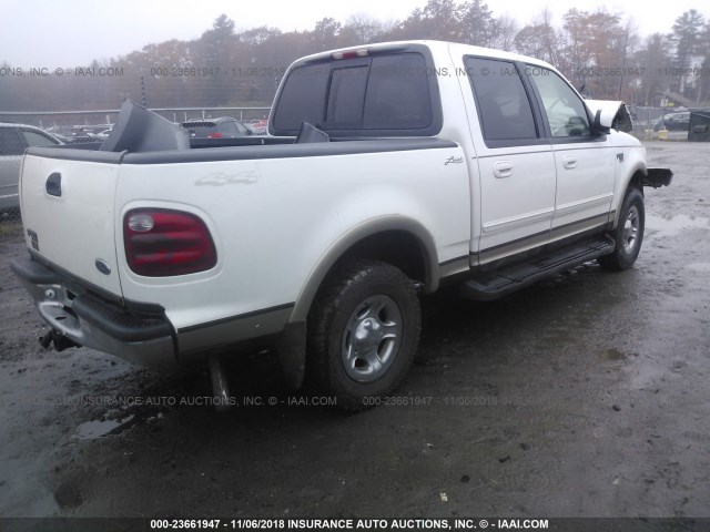 1FTRW08L81KD57355 - 2001 FORD F150 SUPERCREW WHITE photo 4