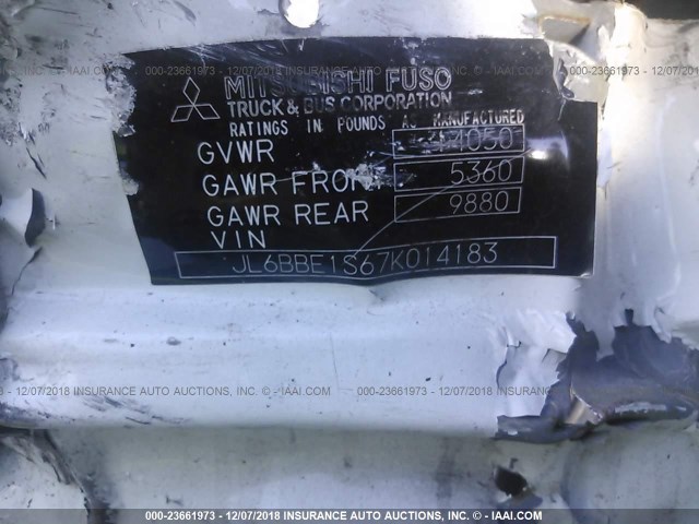 JL6BBE1S67K014183 - 2007 MITSUBISHI FUSO TRUCK FE 84D WHITE photo 9