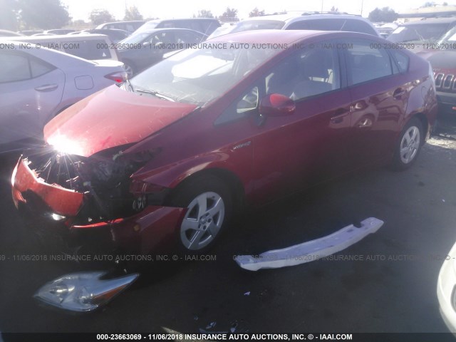 JTDKN3DU3A0035030 - 2010 TOYOTA PRIUS Qırmızı foto 2