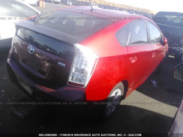 JTDKN3DU3A0035030 - 2010 TOYOTA PRIUS Qırmızı foto 4