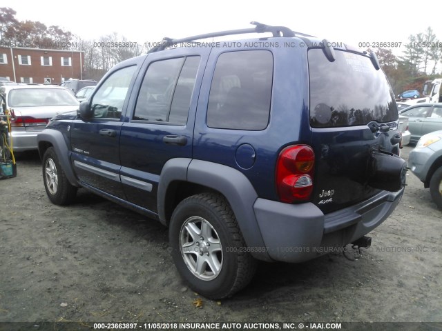 1J4GL48K83W584937 - 2003 JEEP LIBERTY SPORT/FREEDOM BLUE photo 3