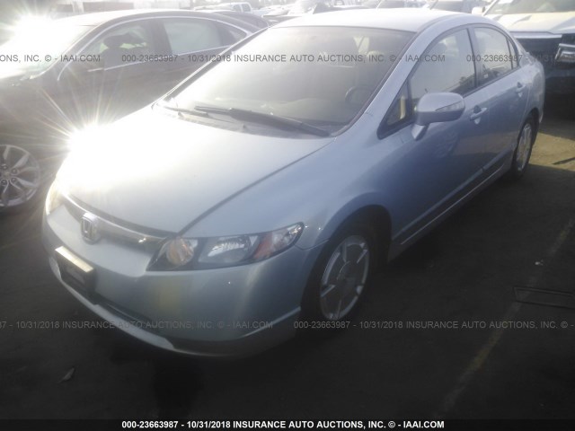 JHMFA36207S030100 - 2007 HONDA CIVIC HYBRID BLUE photo 2