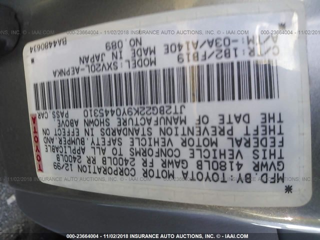 JT2BG22K9Y0445310 - 2000 TOYOTA CAMRY CE/LE/XLE TAN photo 9