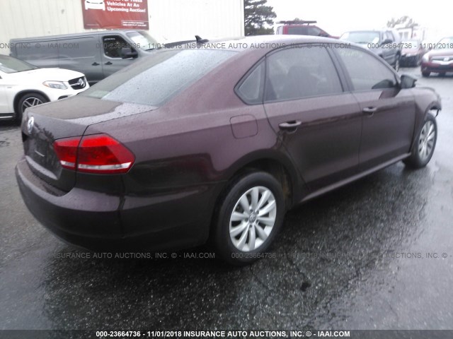 1VWAP7A35EC006347 - 2014 VOLKSWAGEN PASSAT S BURGUNDY photo 4