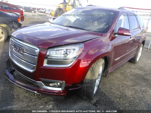 1GKKRTKD5FJ148460 - 2015 GMC ACADIA DENALI MAROON photo 2