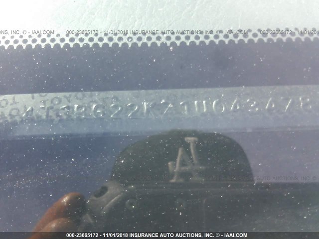 4T1BG22K71U043478 - 2001 TOYOTA CAMRY CE/LE/XLE 白色 照片 9