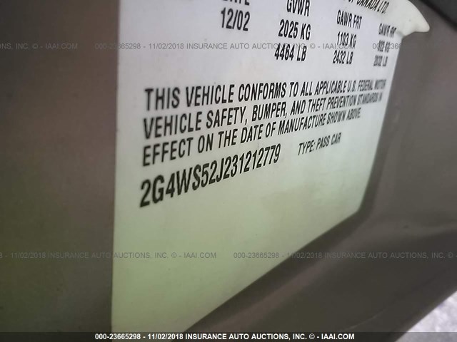 2G4WS52J231212779 - 2003 BUICK CENTURY CUSTOM 银色 照片 9