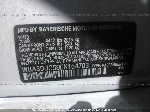 WBA3D3C58EK154703 - 2014 BMW 328 D WHITE photo 9