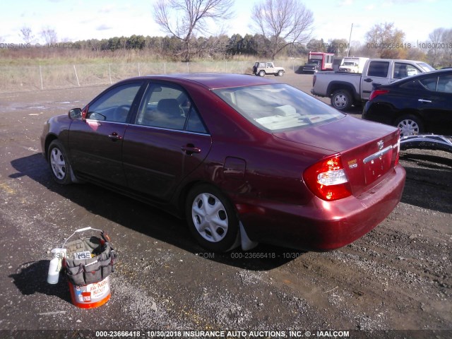 4T1BE32K92U094803 - 2002 TOYOTA CAMRY LE/XLE/SE RED photo 3