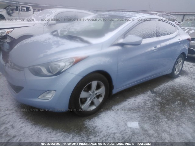 KMHDH4AE0DU522567 - 2013 HYUNDAI ELANTRA GLS/LIMITED BLUE photo 2