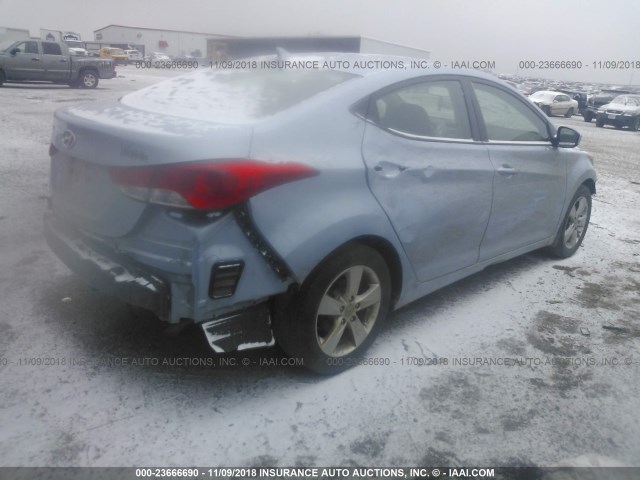 KMHDH4AE0DU522567 - 2013 HYUNDAI ELANTRA GLS/LIMITED BLUE photo 4