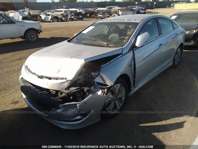 KMHEC4A43DA098507 - 2013 HYUNDAI SONATA HYBRID SILVER photo 2