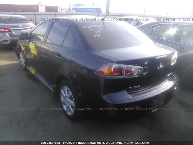 JA32U2FU6DU017000 - 2013 MITSUBISHI LANCER ES/ES SPORT Dark Blue photo 3