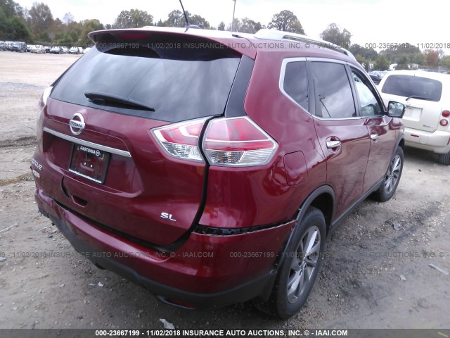 5N1AT2MT4FC879095 - 2015 NISSAN ROGUE S/SL/SV BURGUNDY photo 4