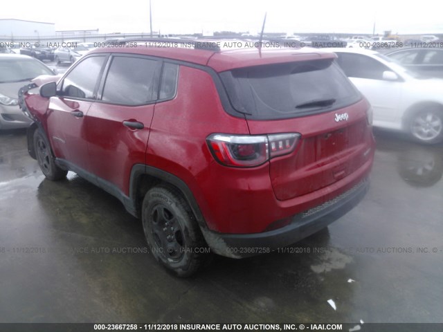 3C4NJCAB3JT271627 - 2018 JEEP COMPASS SPORT RED photo 3