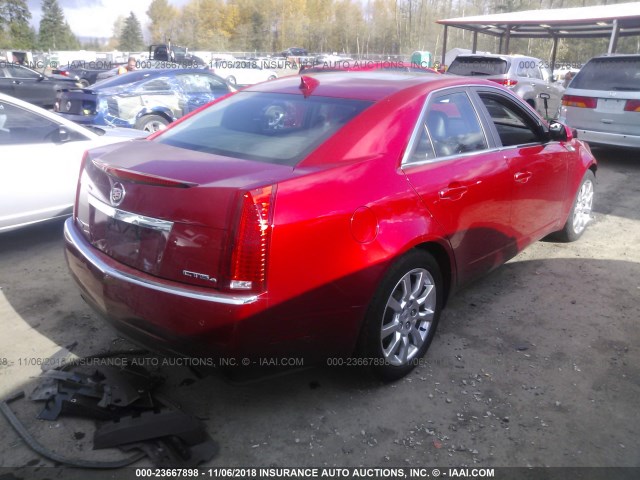 1G6DT57V090110229 - 2009 CADILLAC CTS HI FEATURE V6 RED photo 4