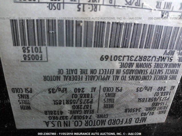 5LMFU28R73LJ30169 - 2003 LINCOLN NAVIGATOR Қара фото 9