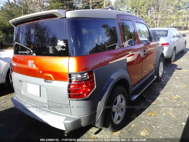 5J6YH28504L001199 - 2004 HONDA ELEMENT EX ORANGE photo 4