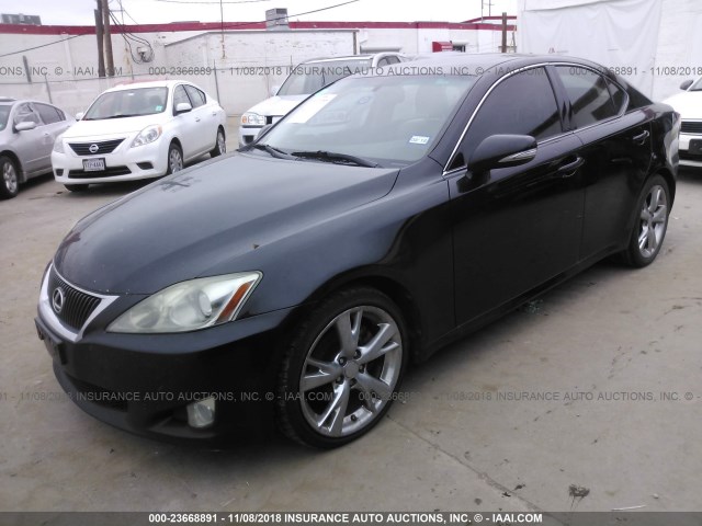 JTHBF5C28A5127020 - 2010 LEXUS IS 250 BLACK photo 2