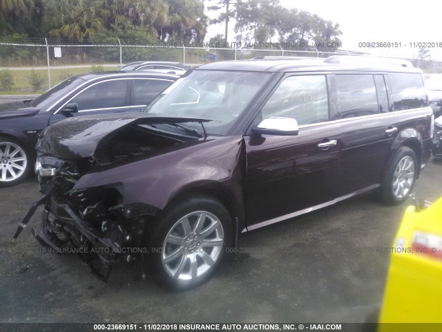 2FMGK5DC0BBD29921 - 2011 FORD FLEX LIMITED MAROON photo 2