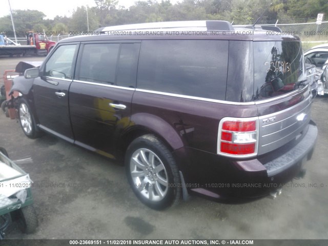 2FMGK5DC0BBD29921 - 2011 FORD FLEX LIMITED MAROON photo 3