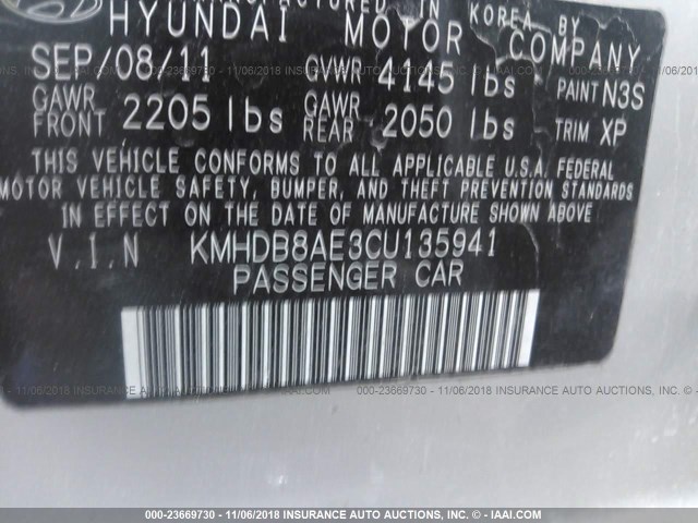 KMHDB8AE3CU135941 - 2012 HYUNDAI ELANTRA TOURING GLS SILVER photo 9