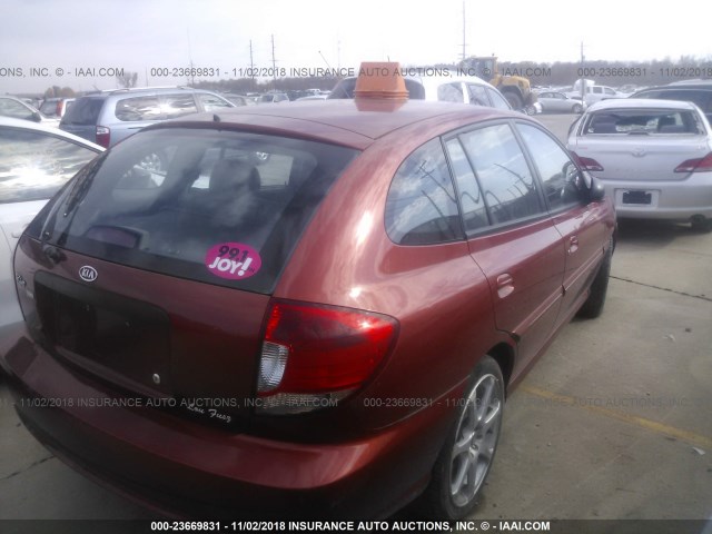 KNADC165336127650 - 2003 KIA RIO CINCO RED photo 4