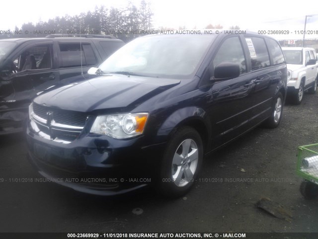 2C4RDGBG0ER212974 - 2014 DODGE GRAND CARAVAN SE Dark Blue photo 2