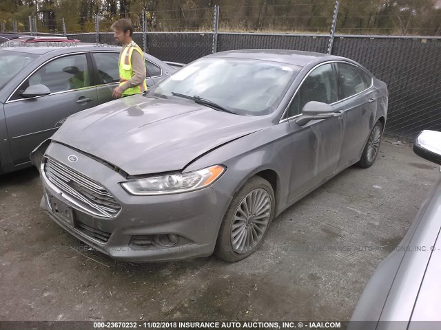 3FA6P0K96ER222055 - 2014 FORD FUSION TITANIUM GRAY photo 2