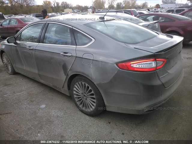 3FA6P0K96ER222055 - 2014 FORD FUSION TITANIUM GRAY photo 3